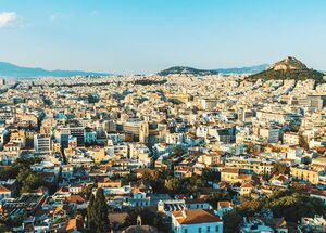 The city of Athens at Sunset