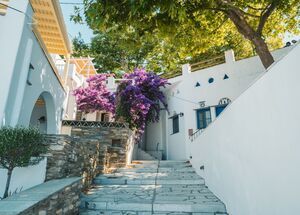 It is worth walking through its narrow streets and admire the simple Cycladic architecture, Dio Horia village