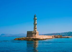 Lighthouse in Chania on island of Crete