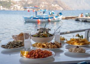 When in Telendos, you must visit the family-owned tavernas where a fresh catch of seafood comes in every morning