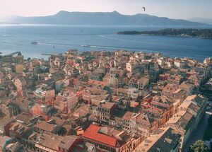 Vue aérienne de la vieille ville de Corfou, Grèce