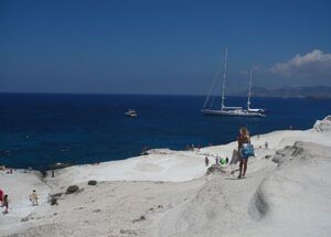 200m walk to access Sarakiniko beach