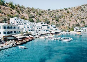 The Greek village of Loutro in Crete, Greece
