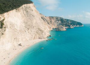 The cliffs by Lefkada’s Porto Katsiki beach reach a height of 100m