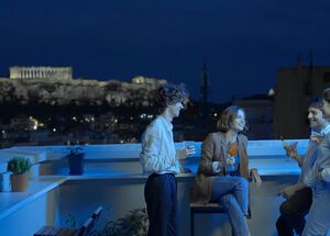 Evening cocktails on a terrace overlooking the Acropolis