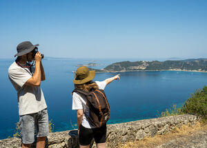 Couple enjoying a hike in Corfu