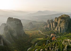 Aerial view of Meteora