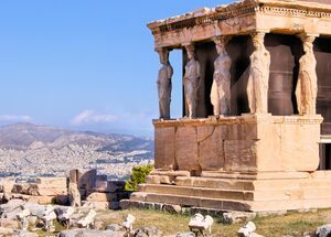 Caryatids in Erechtheum from Athenian Acropolis,Greece