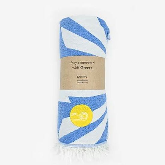Pareo Towel with Fringe Blue Tsarouchi