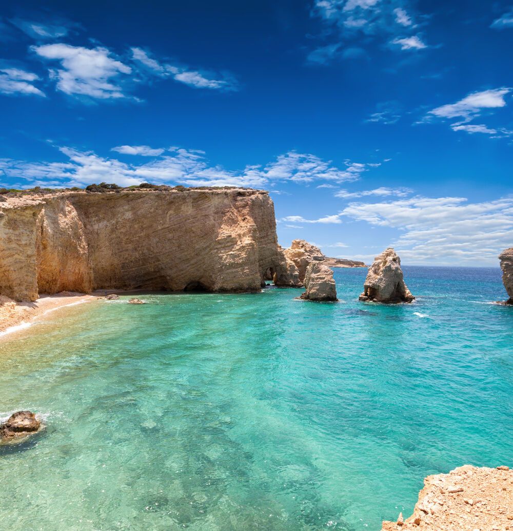 Emerald waters on the Island of Kato Koufonisi, Little Cyclades cluster