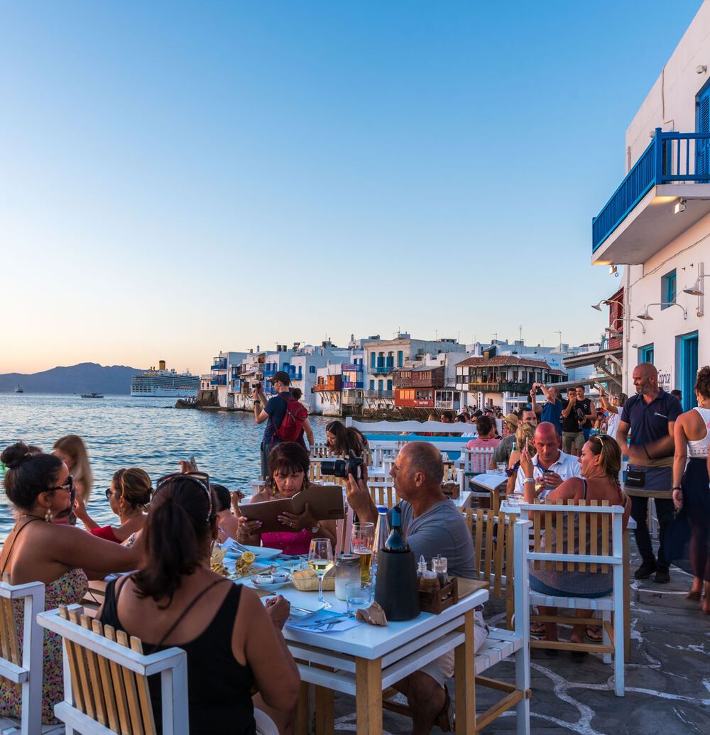 Little Venice. The famous bay of Mykonos