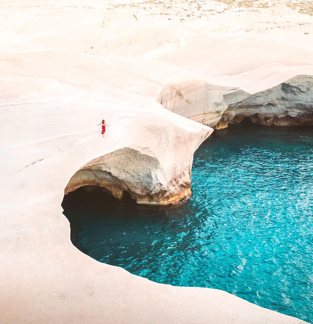 Incredible Sarakiniko beach, a trip to the moon in Milos island