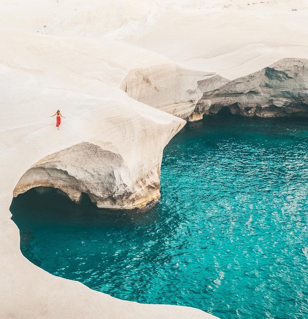 Incredible Sarakiniko beach, a trip to the moon in Milos island