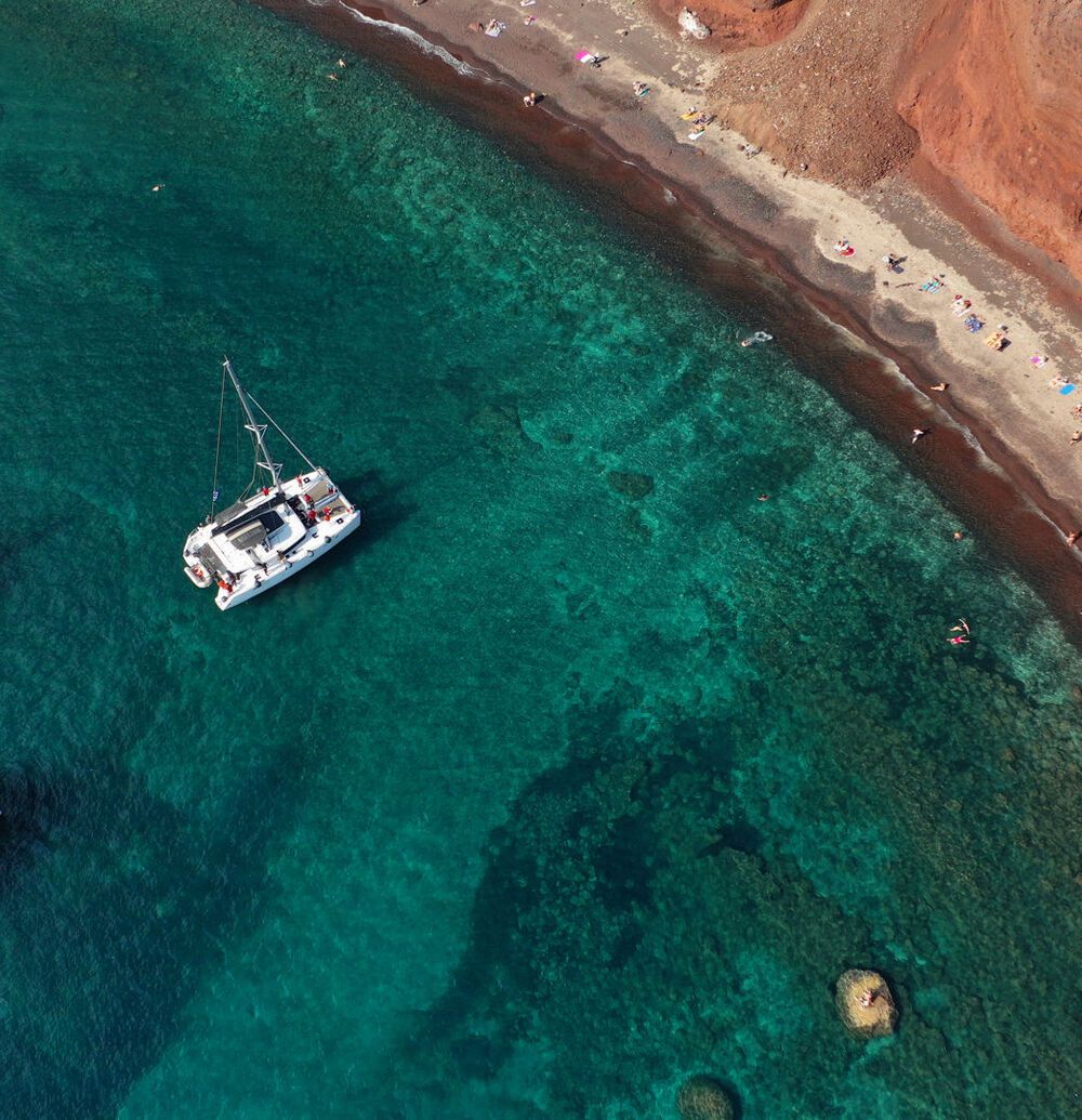 famous red volcanic beach Santorini island