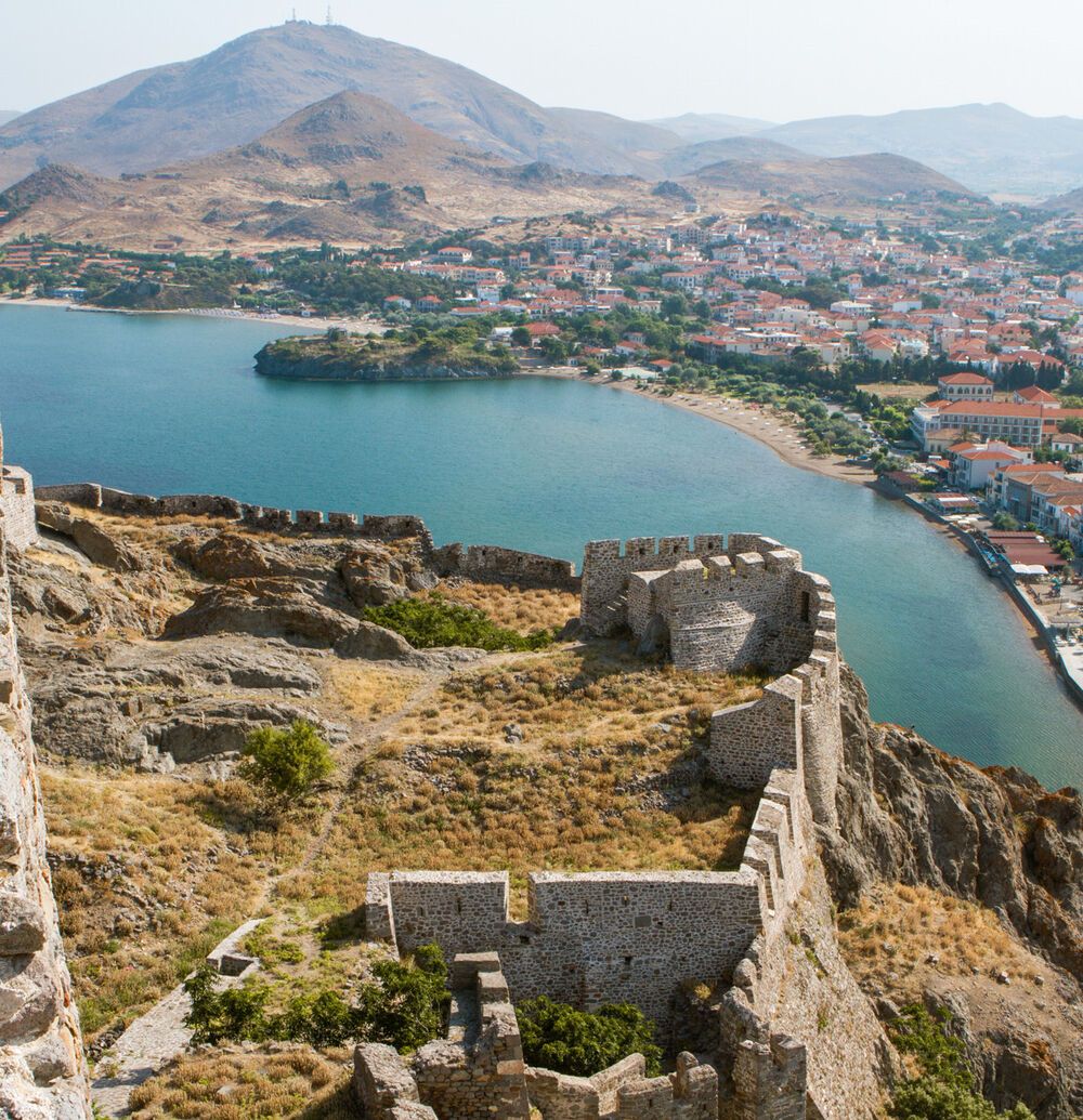 The view of Lemnos town from the Castle of Myrina