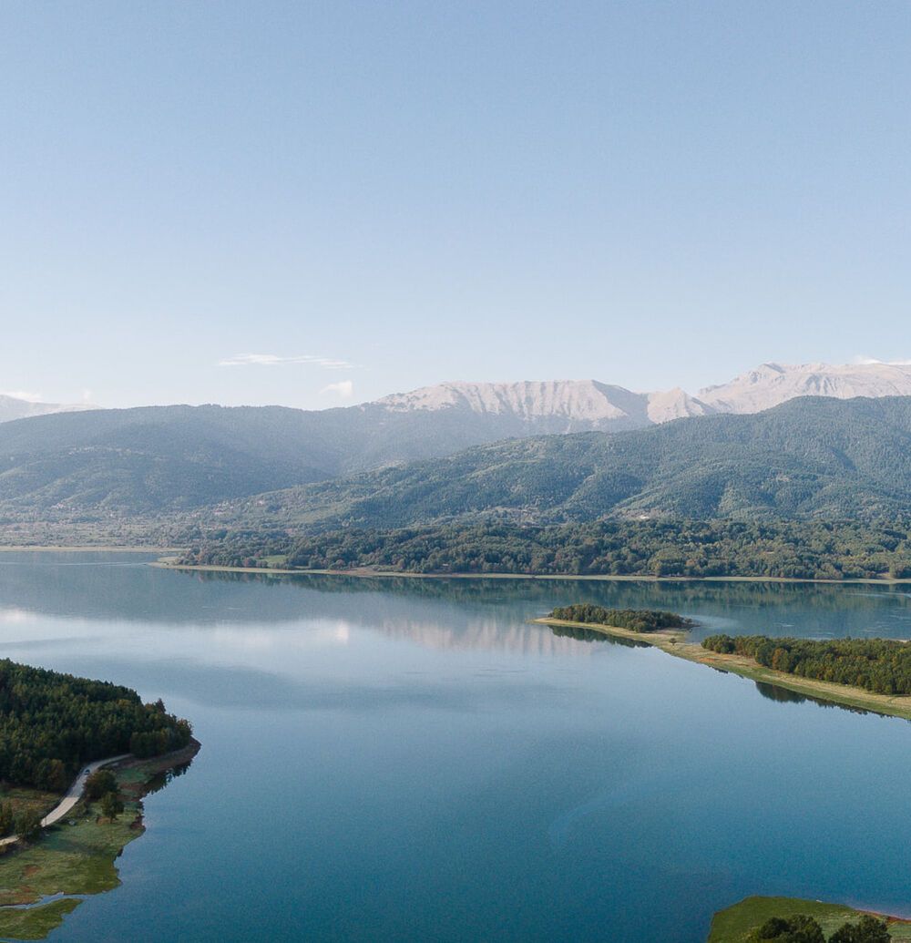 Aerial view of lake Plastira