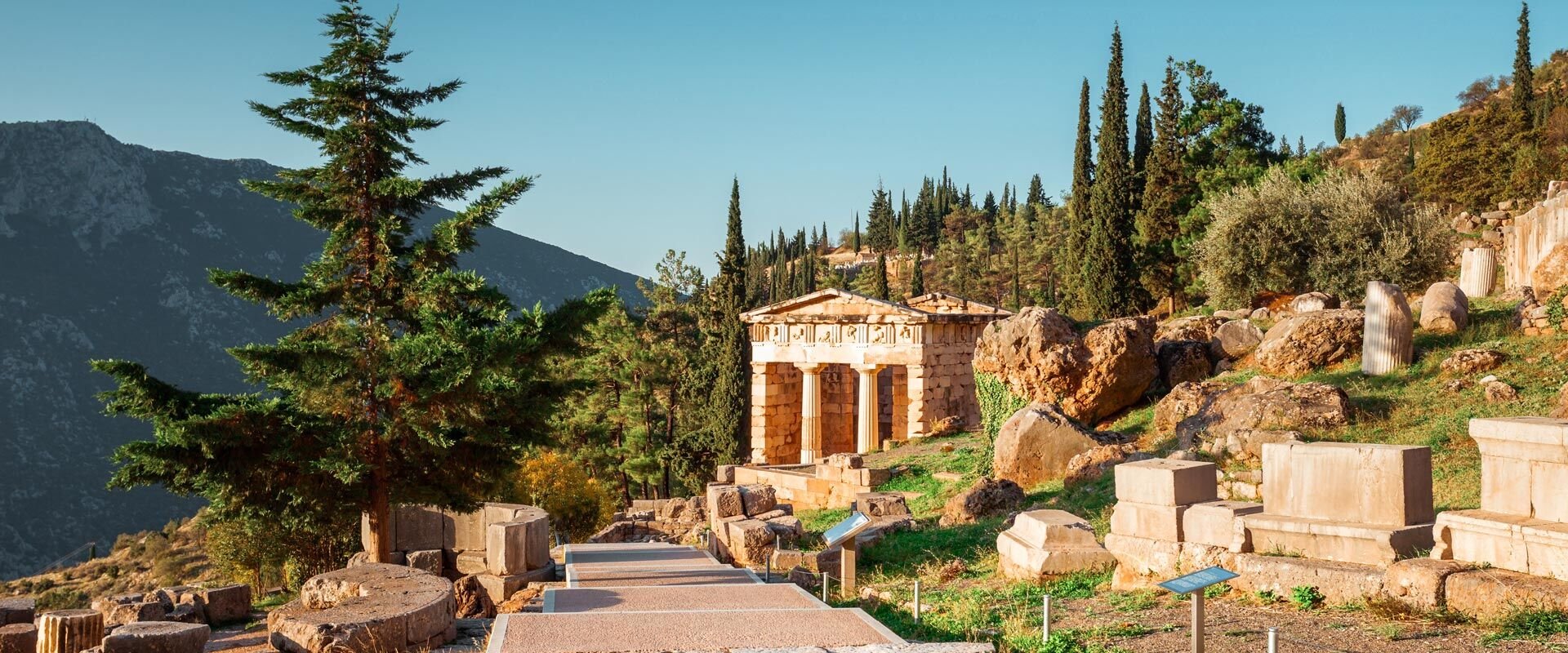 The Athenian treasury is one of the most impressive buildings on the site 