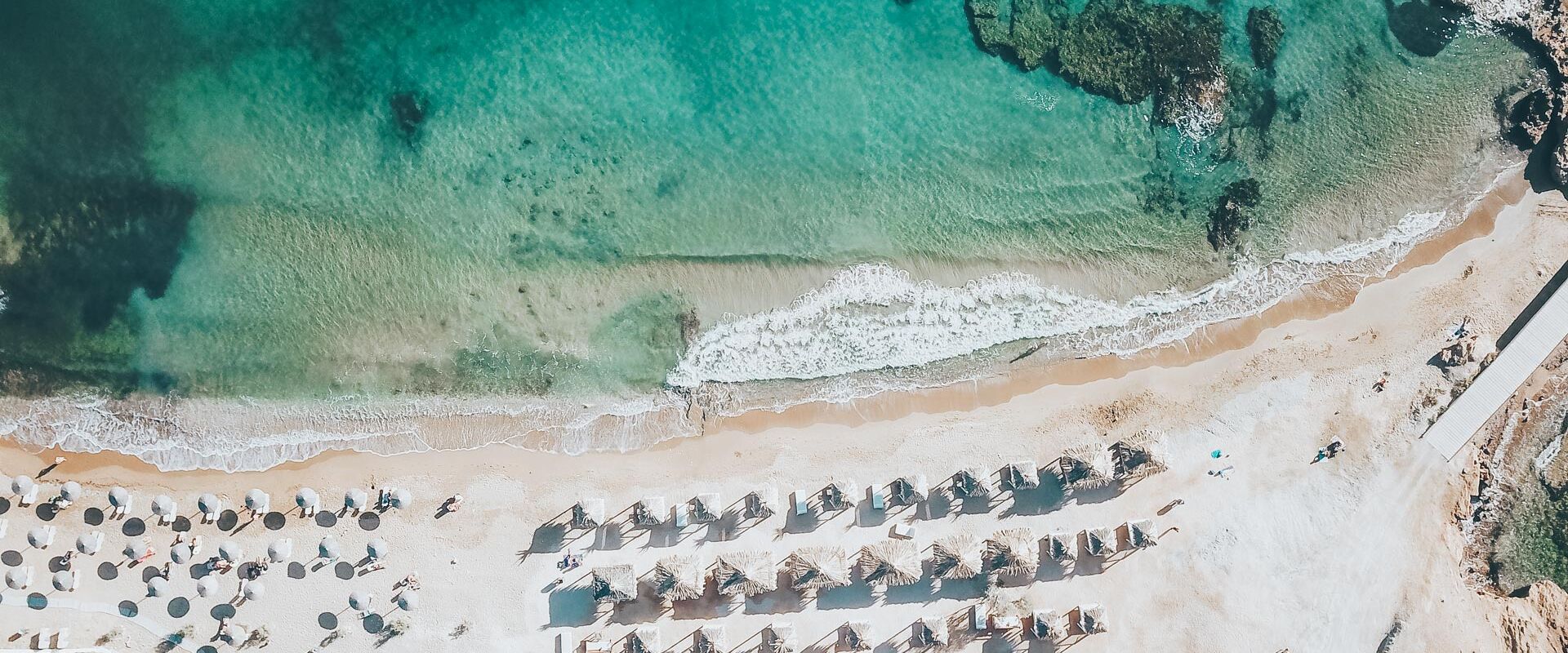 Bird's eye view of abeach on Ios Island in the Cyclades
