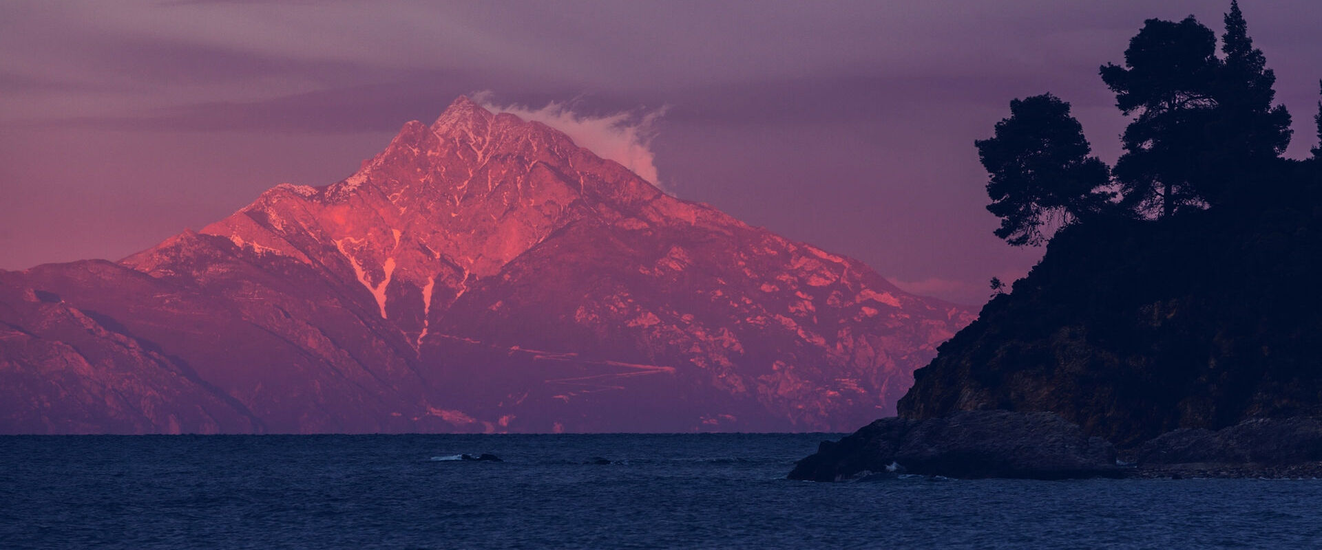 View of the sacred Mount Athos from Halkidiki peninsula