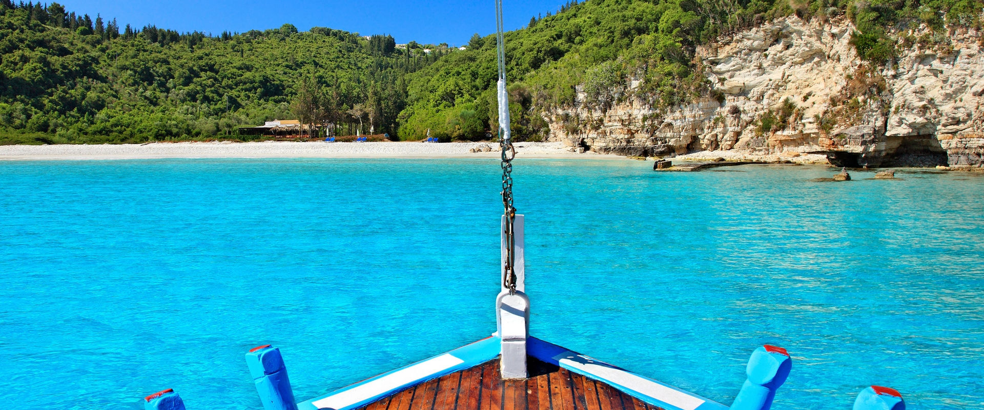 Approaching the exotic Voutoumi beach, Antipaxos island
