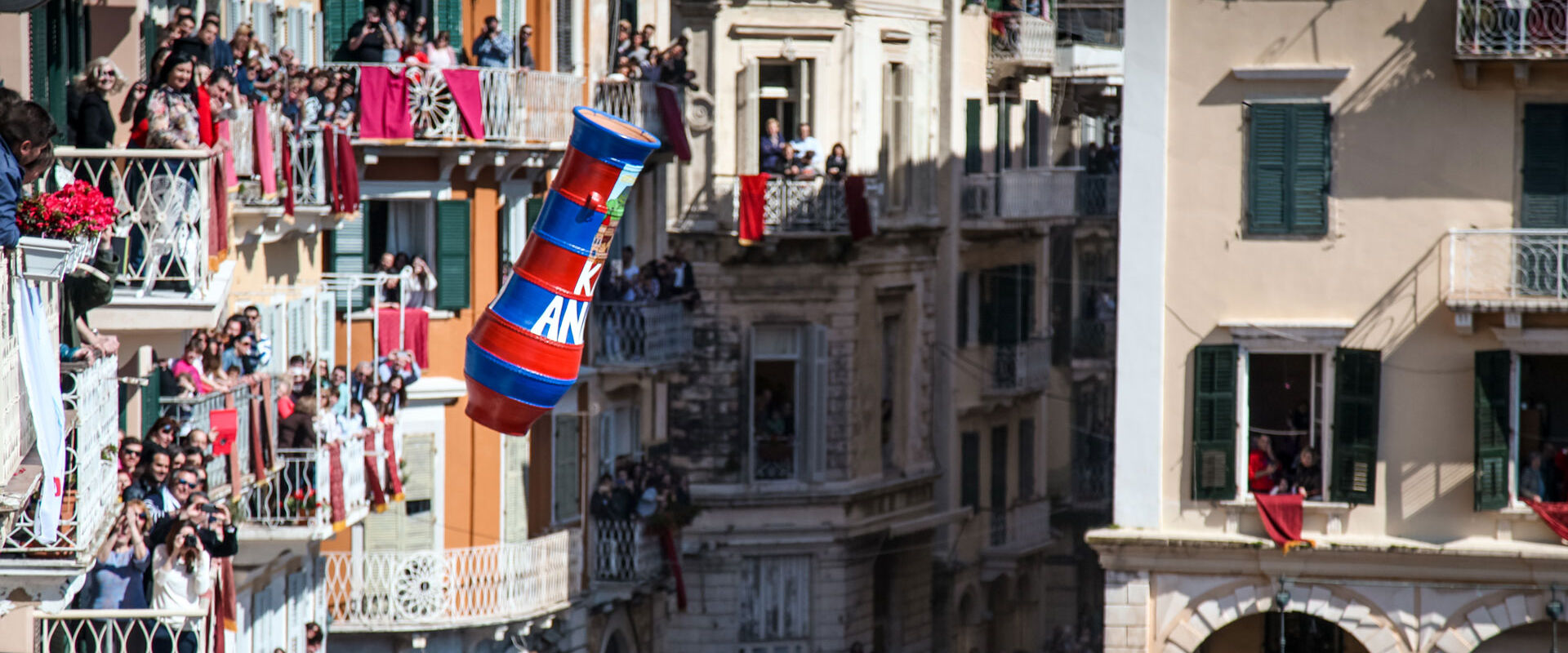 Painted pots – some filled with water for extra acoustics – are thrown with aplomb from balconies