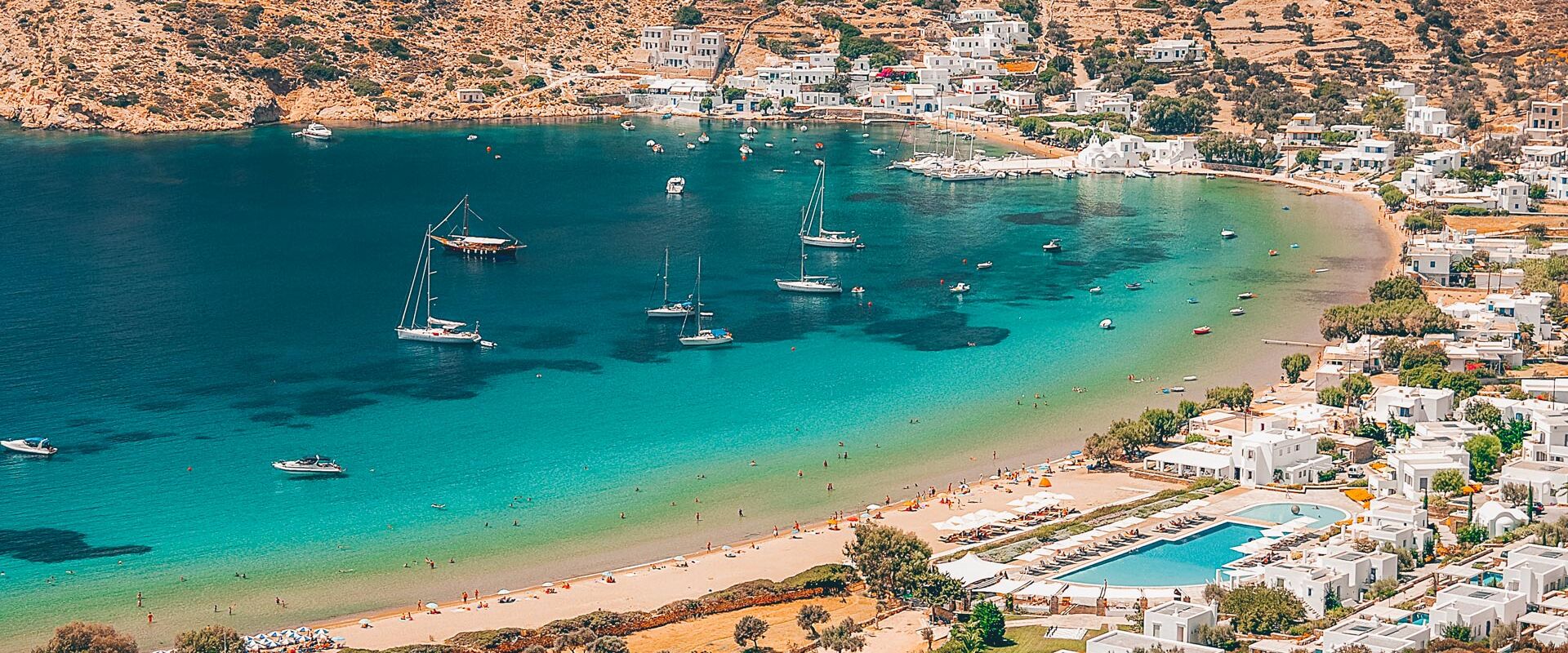 The fishing harbour of Vathi, with its assortment of beaches, shops, churches and other delights