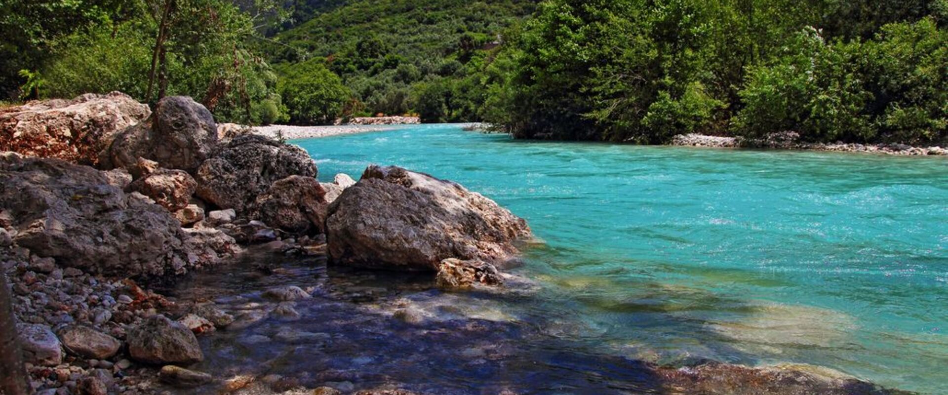 Landscape and Acheron river in Greece. Acheron was known as the river of woe, and was one of the five rivers of the Greek underworld.