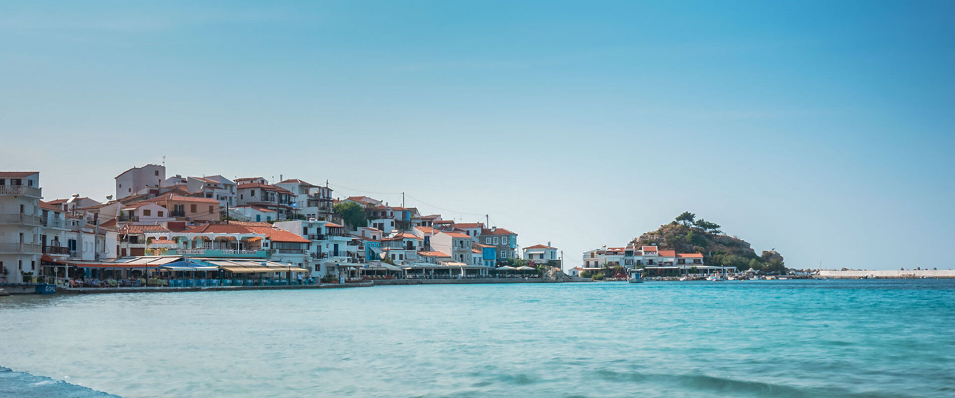 Seaside view in Kokkari village in Samos