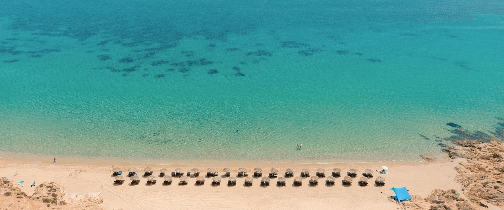 Elia beach in Southern Mykonos in early summer months