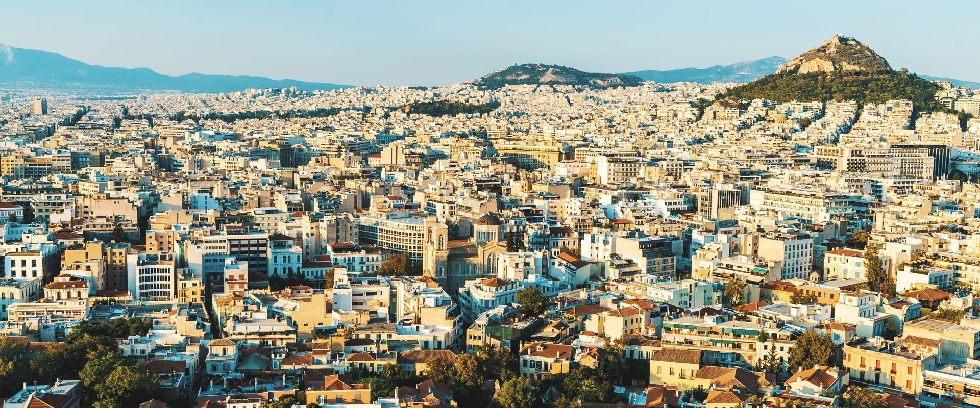 The city of Athens at Sunset