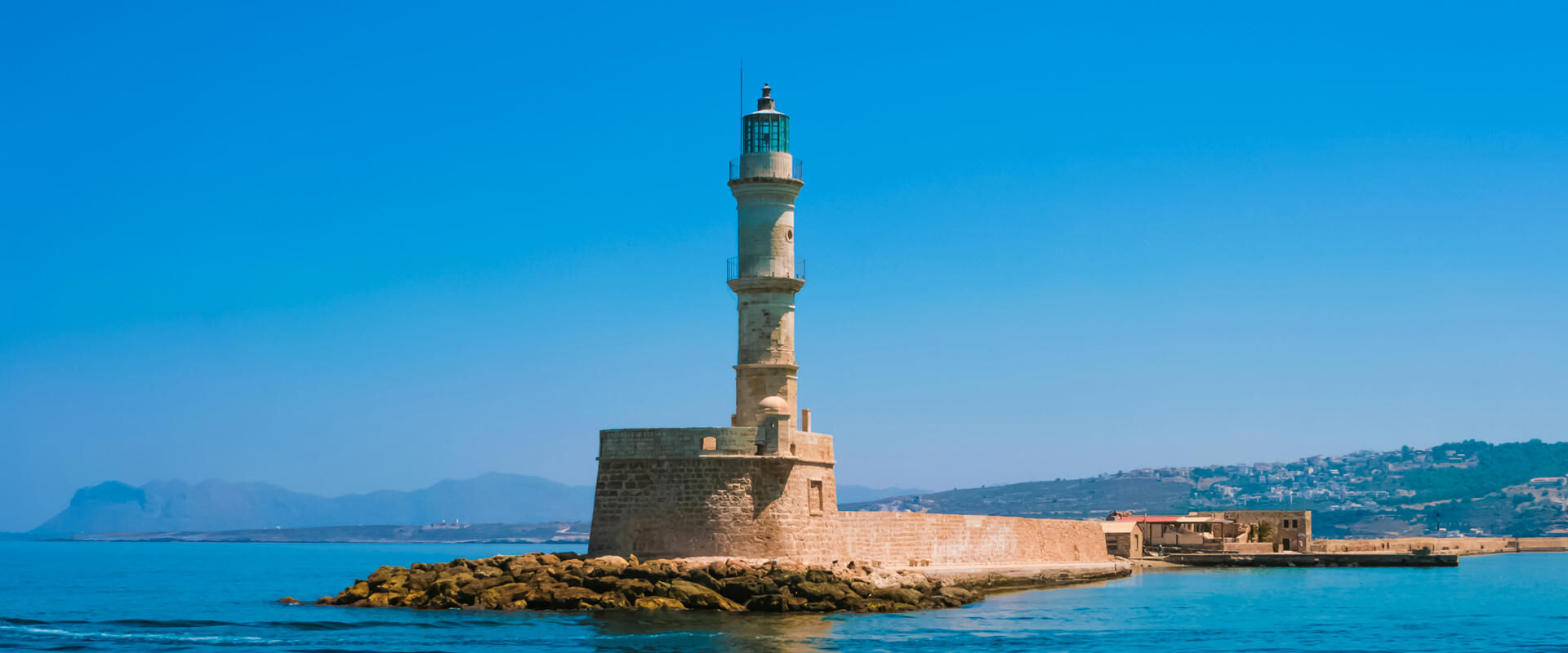 Lighthouse in Chania on island of Crete