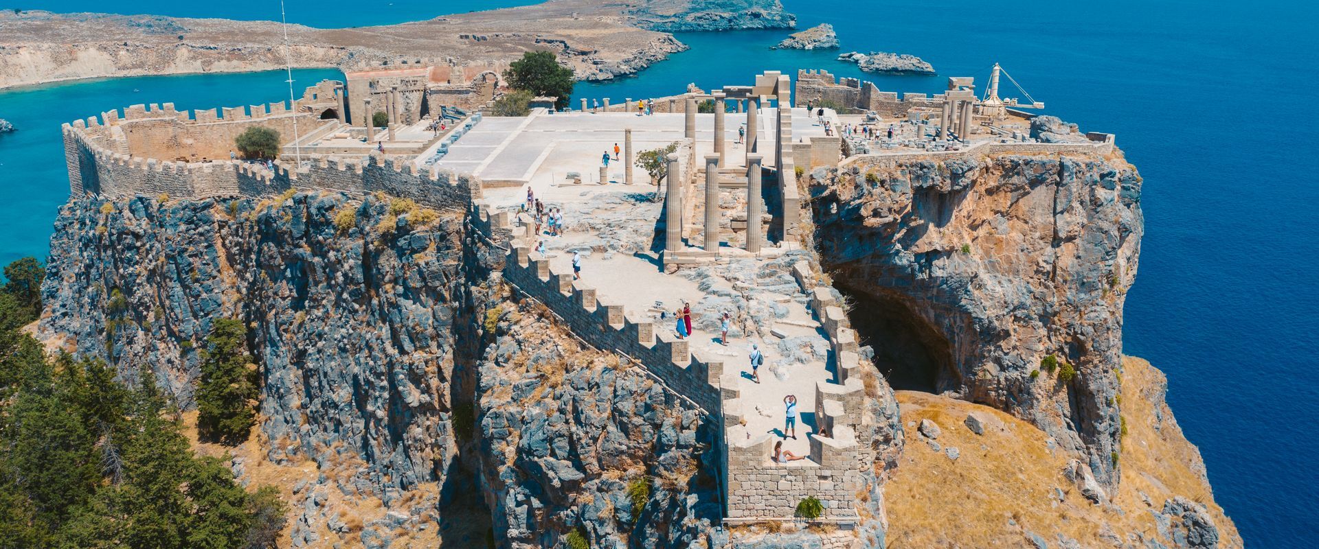 View of Lindos Castle in Rhodes