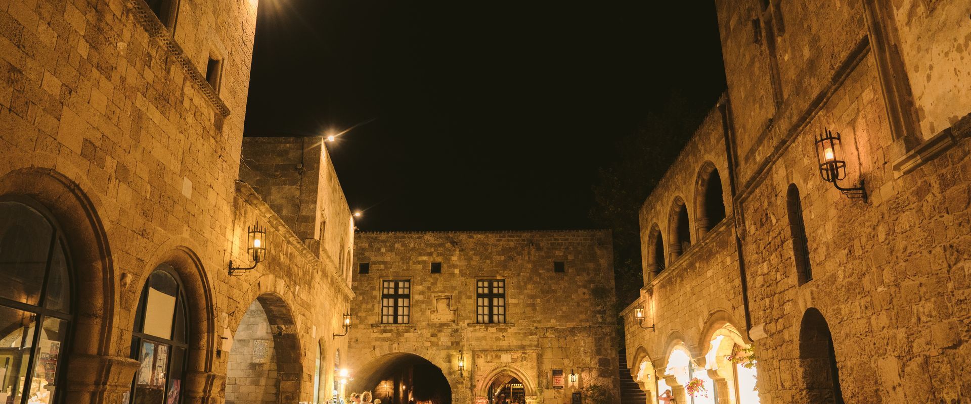 The medieval town of Rhodes at night 