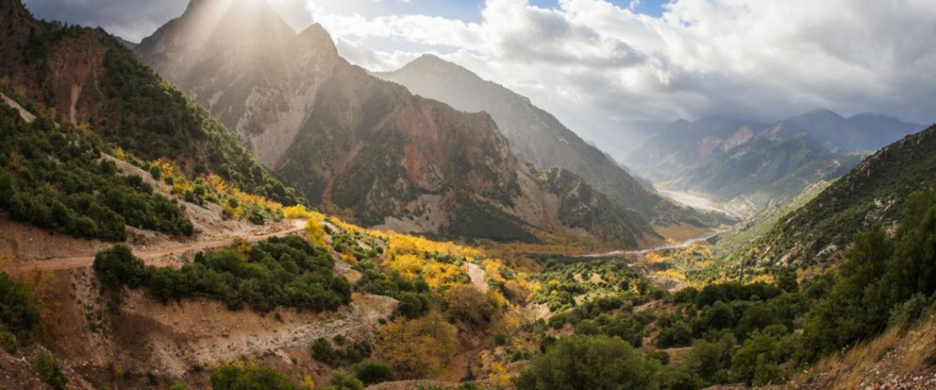 Mountain autumn landscape in the sunlight, Evritania, Greece