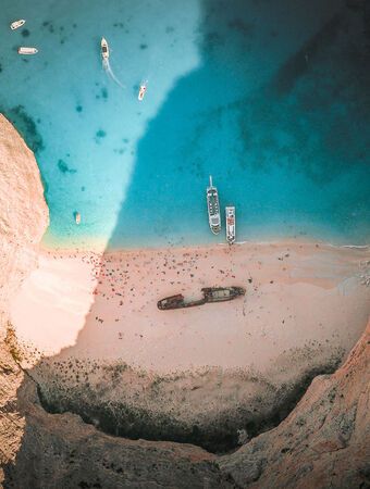 A bird's eye view of Navagio beach