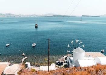 Eine Bootsfahrt nach Thirasia, ein Santorini, wie vor 50 Jahren