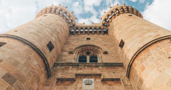 View of the medieval castle in Rhodes