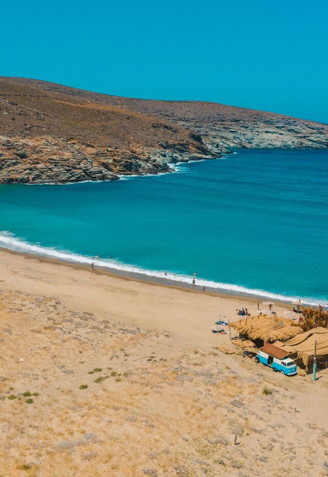 The twin beaches of Kolymbithra are Tinos’ best-known swimming spots