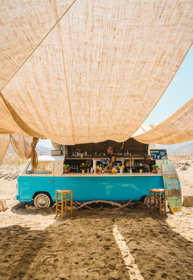 Boho beach bar on Megali Kolympithra beach