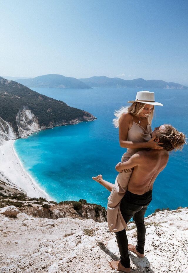 Myrtos beach in Kefalonia by @sydneyandavis
