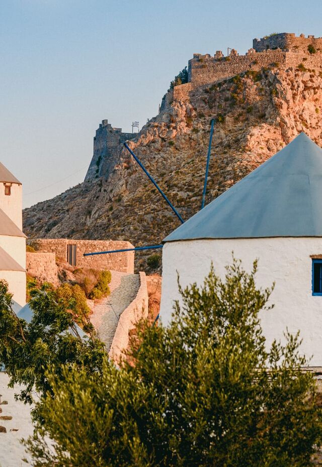 The windmills and the castle of Leros