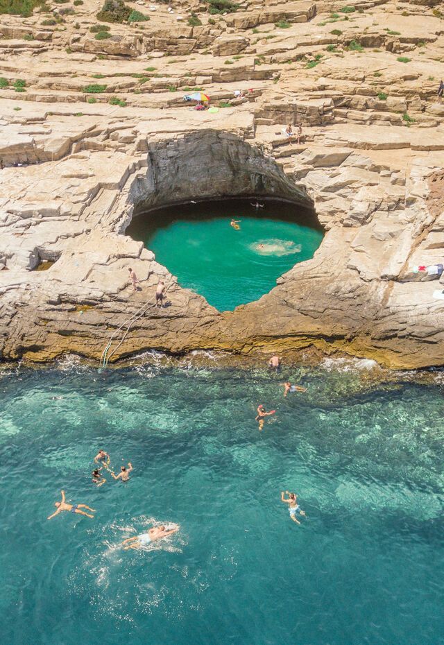 Also known as Aphrodite’s tear, Giola is a landmark swimming spot in Thassos