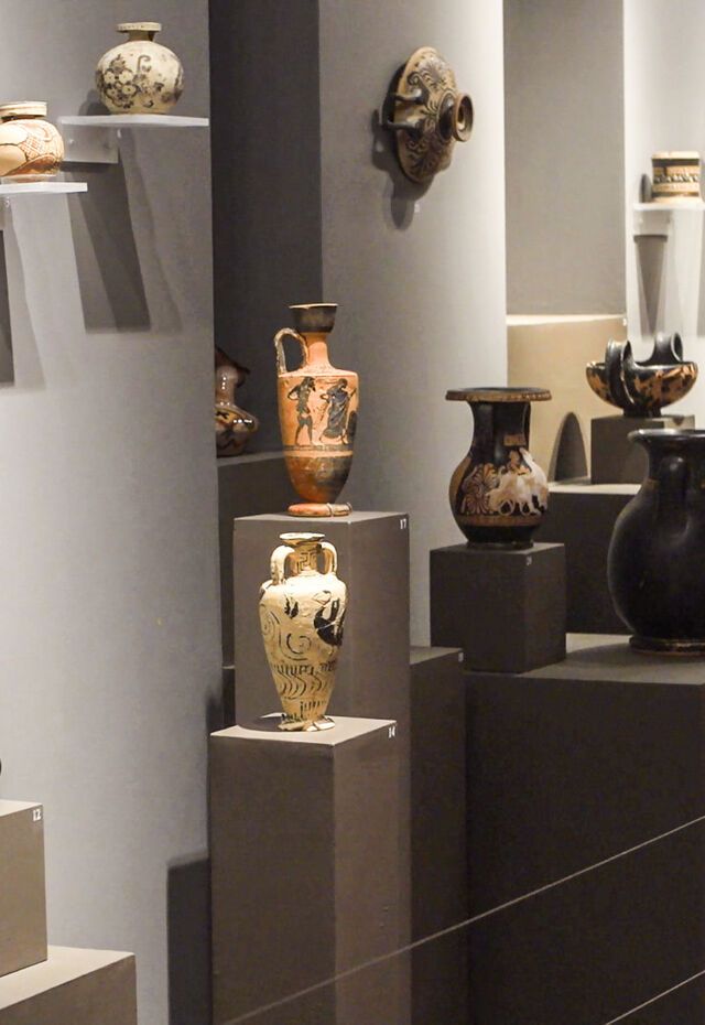 Ancient Greek pottery and ceramics exhibited in the Archaeological Museum of Mytilene