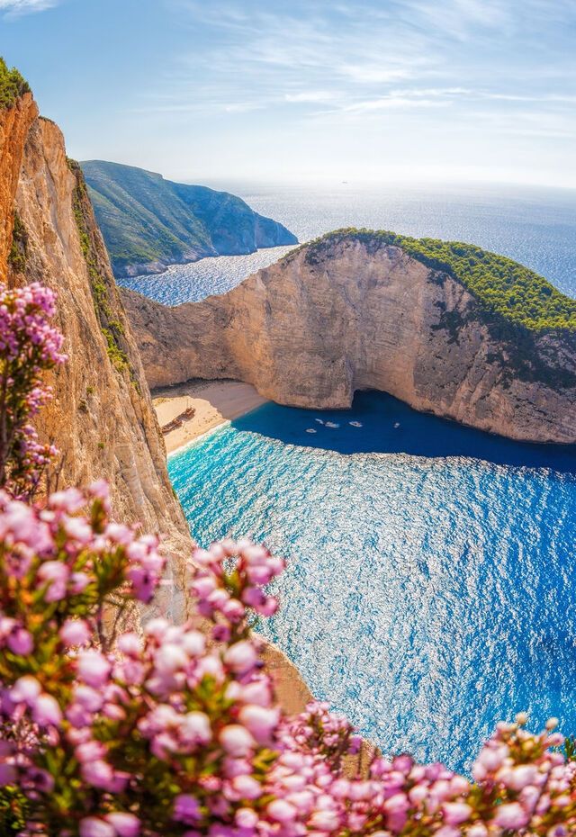 Navagio beach on island of Zakynthos