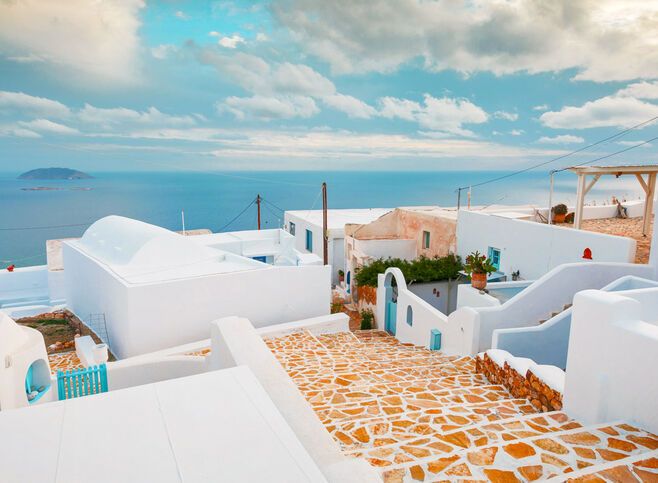 Street in Chora on Anafi island