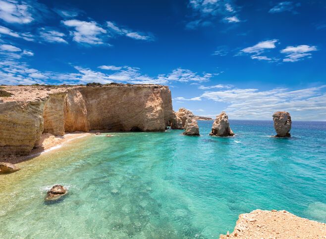 Emerald waters on the Island of Kato Koufonisi, Little Cyclades cluster