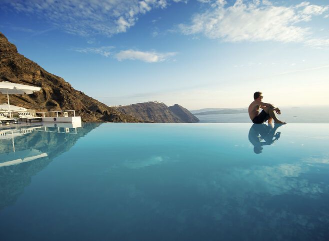 Pool in Santorini, Greece