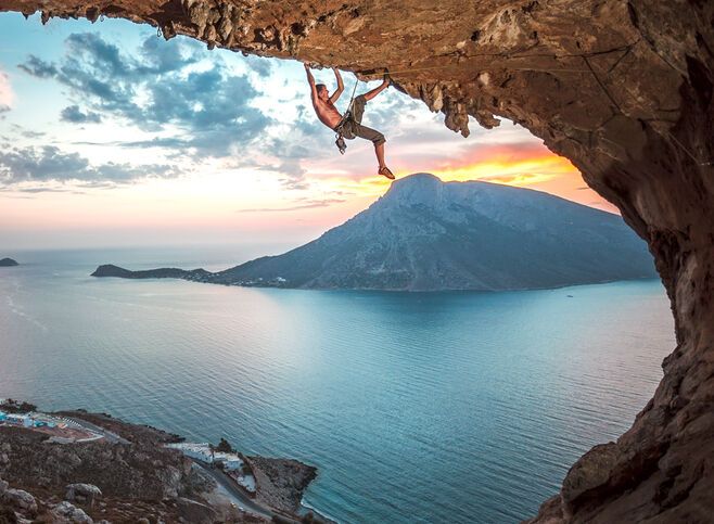 Kalymnos is an international climbing destination, overwatching the island of Telendos