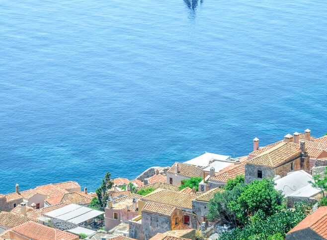 Stone houses with sea view in Monemvasia