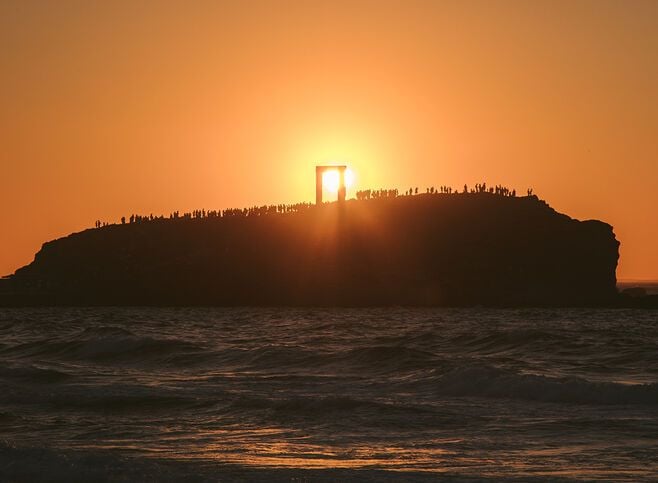 Sunset view of the Ancient Portara, Naxos